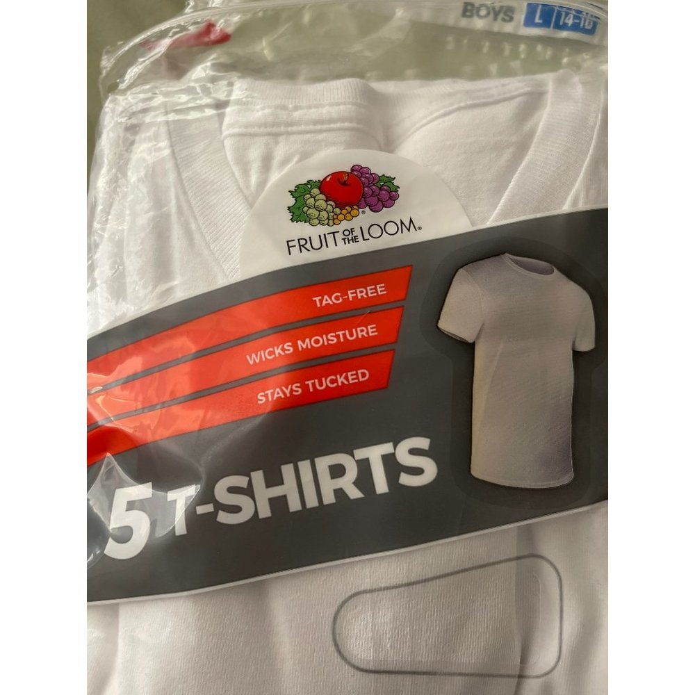Fruit of the Loom White Tag-less Crew Neck Under T-Shirts Large 14/16 - Picture 4 of 8